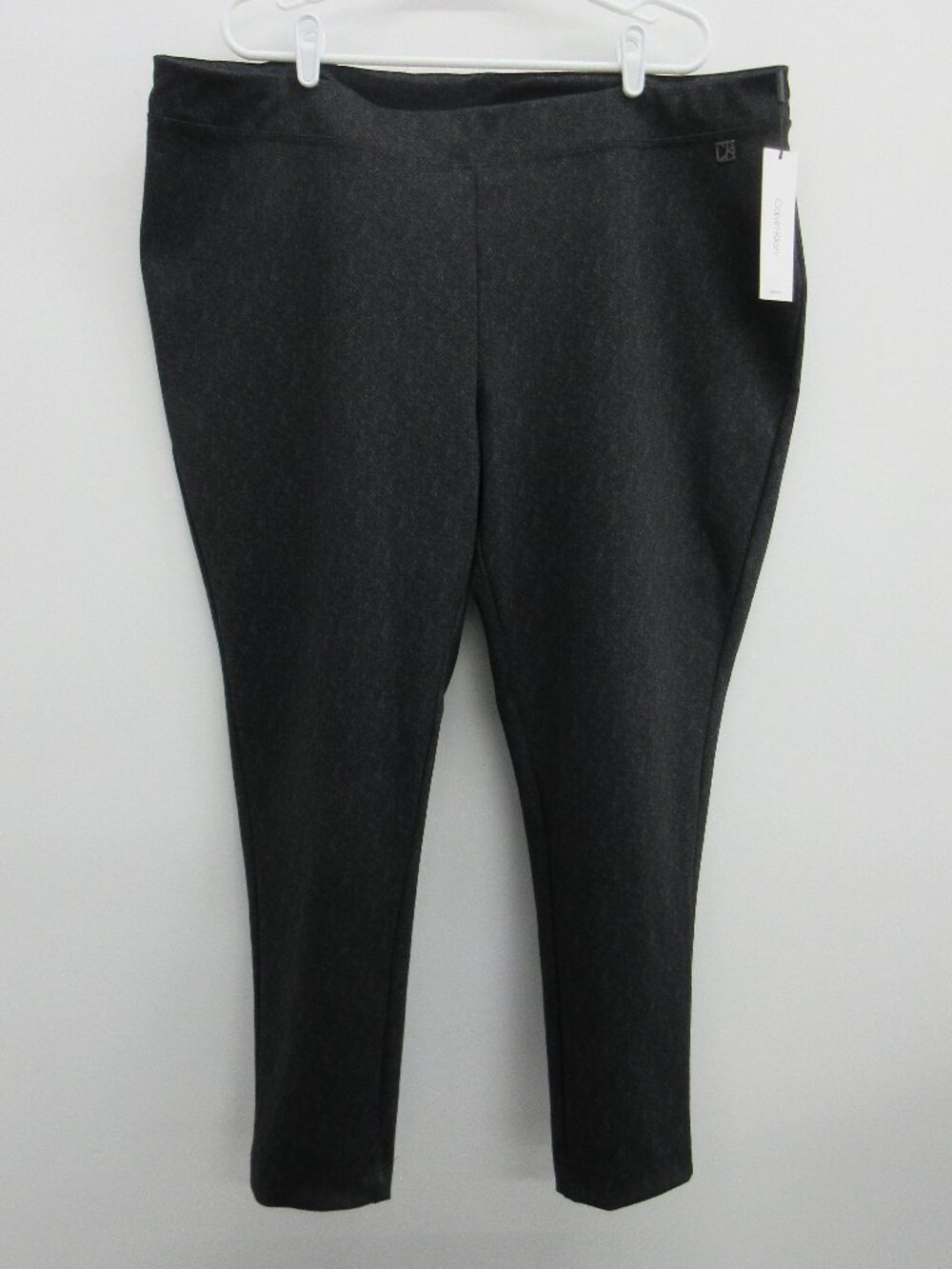 NEW CALVIN KLEIN LEGGINGS ELASTIC PANTS WOMEN XXL BLACK DARK GRAY HERRING BONE
